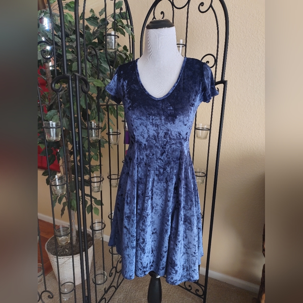 Blue Flutter Sleeve V-Neck Sundress